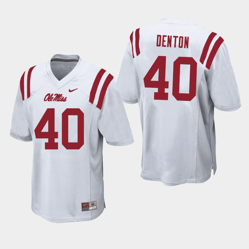 Men #40 Jalen Denton Ole Miss Rebels College Football Jerseys Sale-White